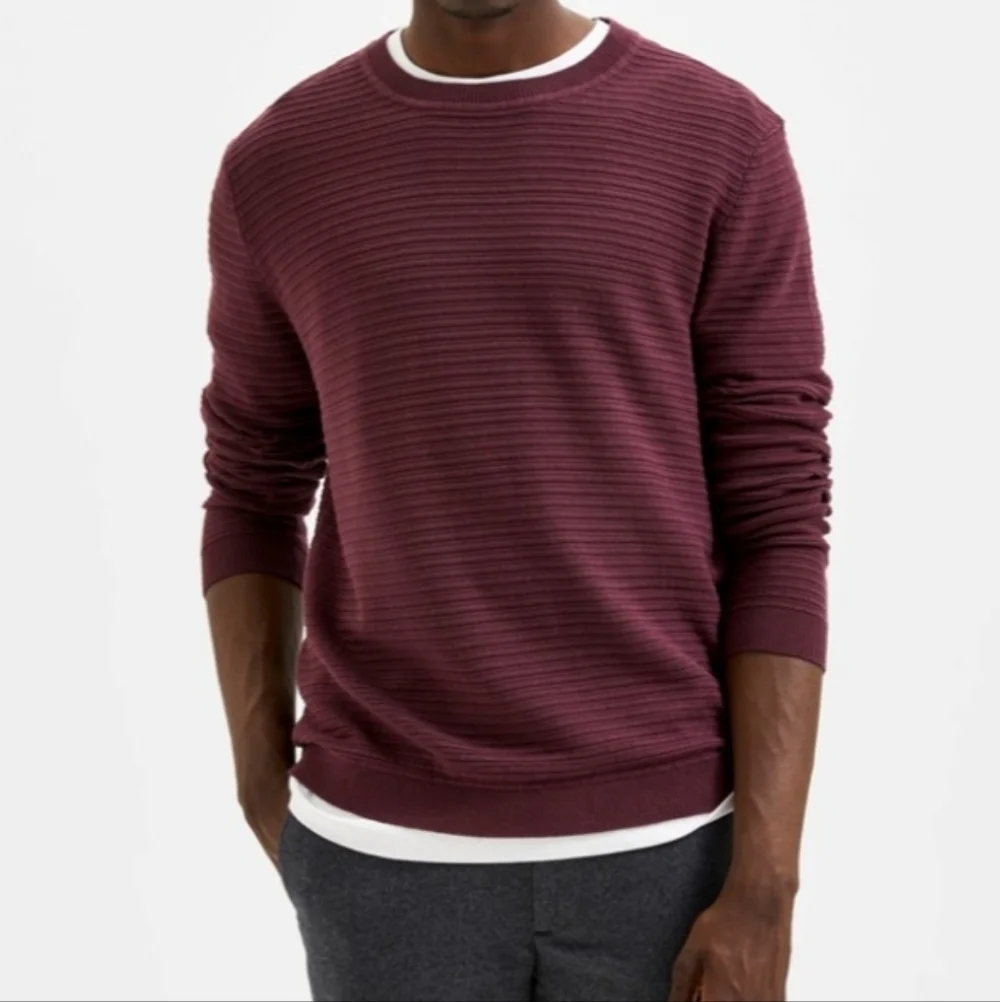 Selected Homme Men “Masei” Knit Crew Neck in Maroon Burgundy color size L